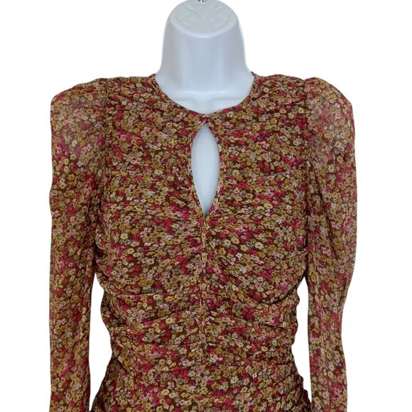 Bardot Revolve Ruched Ditsy Floral Mini Dress S Ditsy Floral - Picture 7 of 12